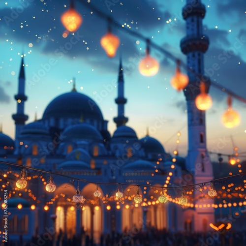 Illuminating the Night Sky - String Lights and Prayer Beads at the Mosque