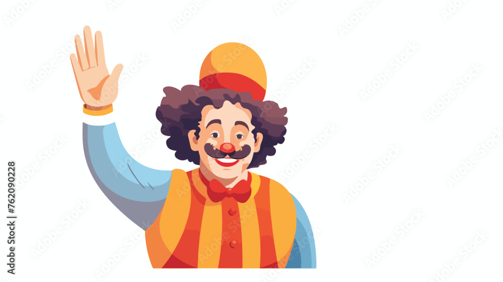 Clown waving cartoon illustration flat vector 