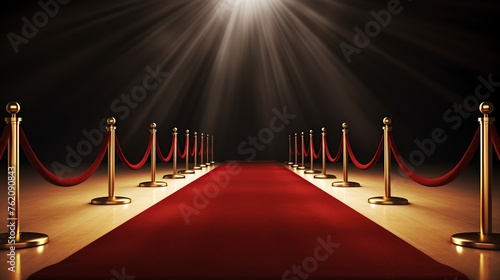 elegant red carpet and gold barrier