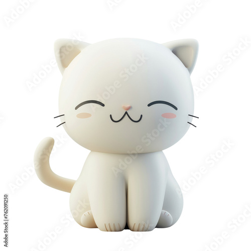 Content white cat figure with a subtle smile and closed eyes  exuding a sense of peace and serenity