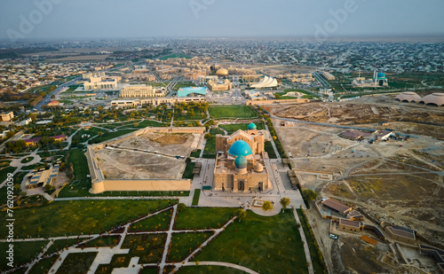 Aerial view of Mausoleum in Turkestan