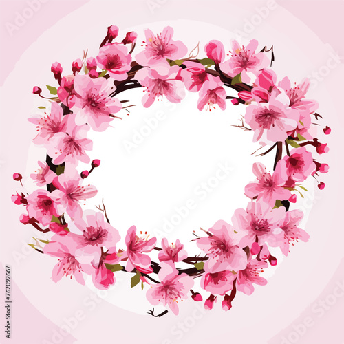 Cherry Blossom Wreath clipart isolated on white background