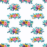 Wreath flowers pattern.   On light background for greeting cards, fabric banners.