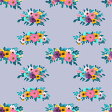 Wreath flowers pattern.   On light background for greeting cards, fabric banners.