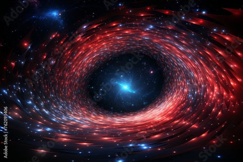 Abstract red grid tunnel. futuristic 3d portal, cosmic wormhole, funnel-shaped spiral technology