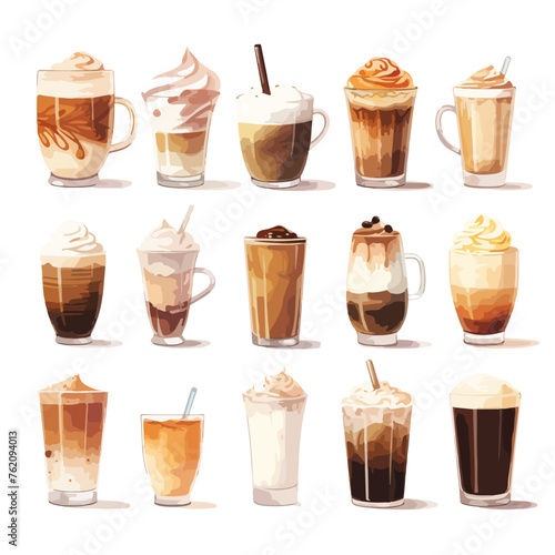 Coffee Drinks Clipart isolated on white background