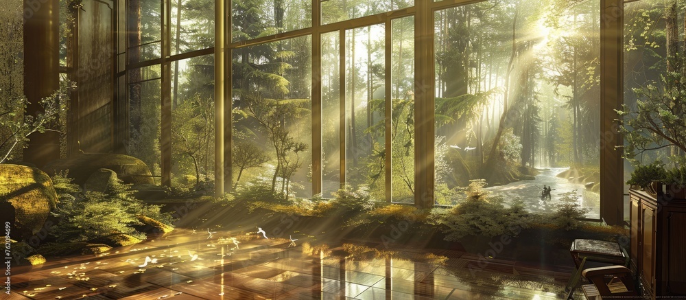 Beautiful depiction of natural scenes indoors.