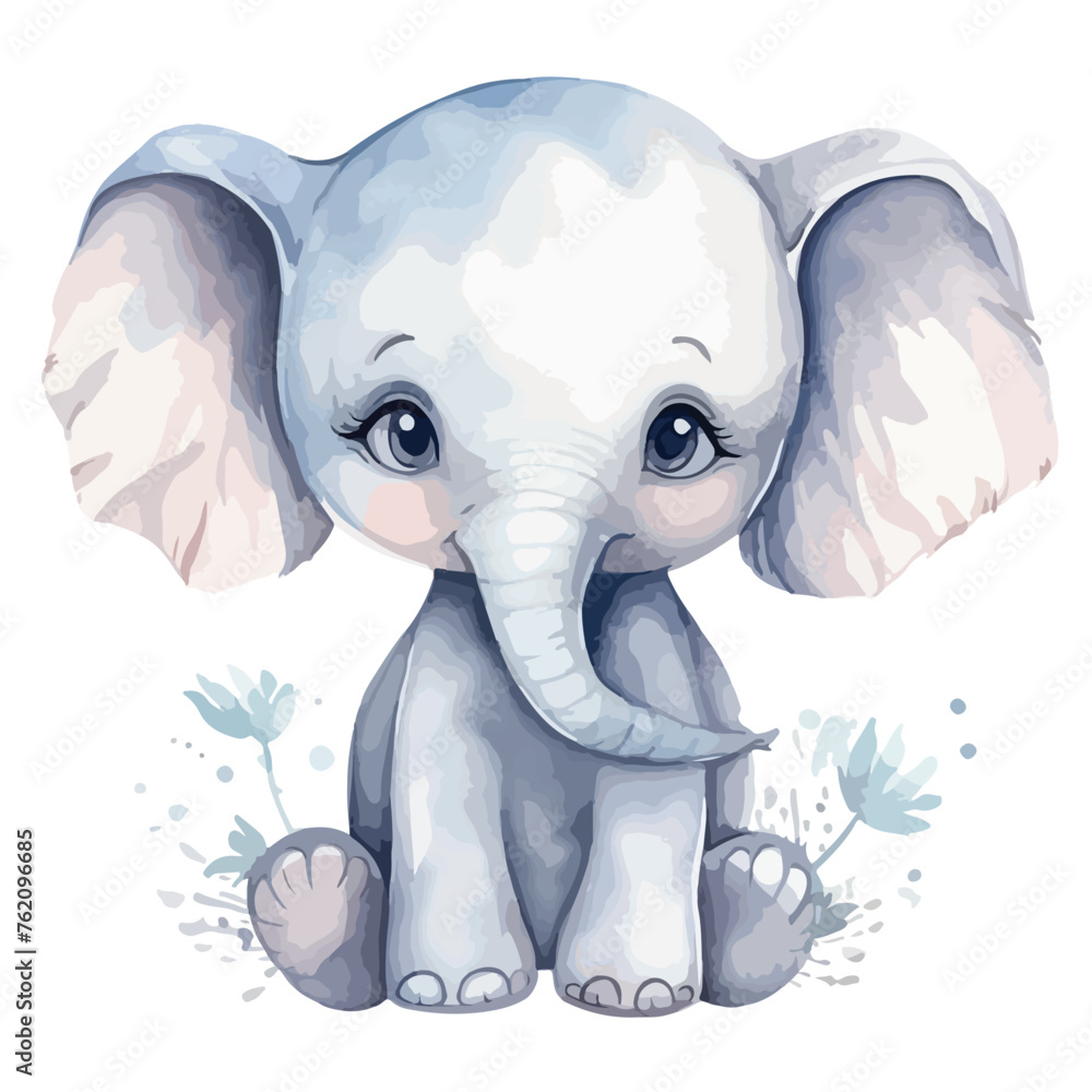 Cute Watercolor Elephant Clipart 