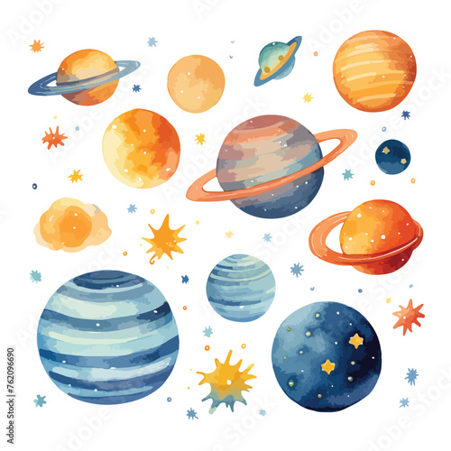 Cute Watercolor Outer Space clipart 