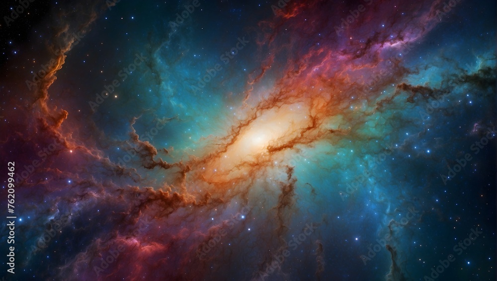 A vibrant abstract background depicting the multicolored expanse of a galaxy in the cosmos Generative AI