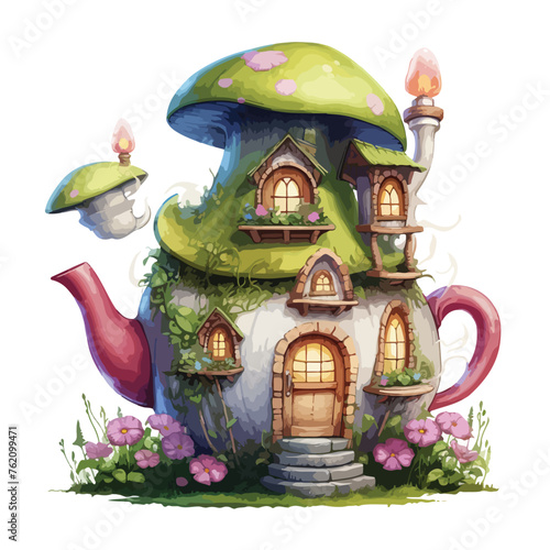 Fairy teapot house clipart 