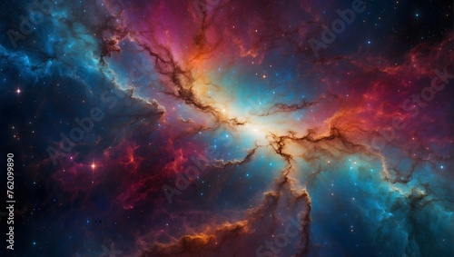 A vibrant abstract background depicting the multicolored expanse of a galaxy in the cosmos Generative AI