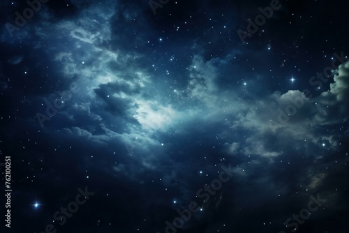 Vast Night sky clouds. Shiny universe. Generate Ai
