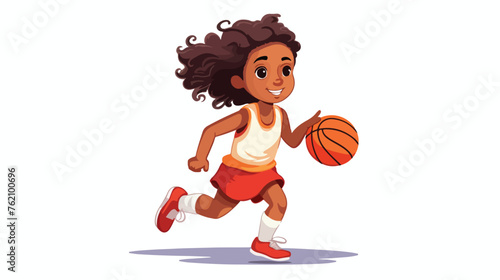Little girl playing basketball vector illustration © Noman