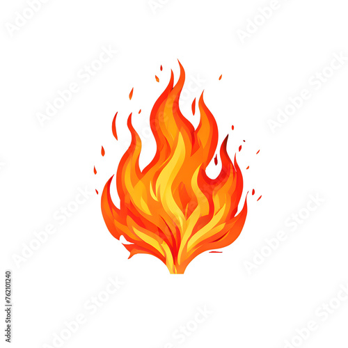 2D Fire Flat icon Logo illustration. Flame Fire emblem, simple and minimalist vector illustration with transparent background. Burning, flaming, bonfire
