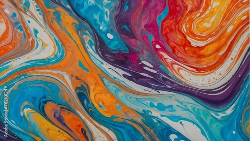An artistic background texture of colorful  swirling waves made with marbled acrylic ink paint Generative AI