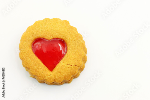 A cookie with a heart of strawberry syrup