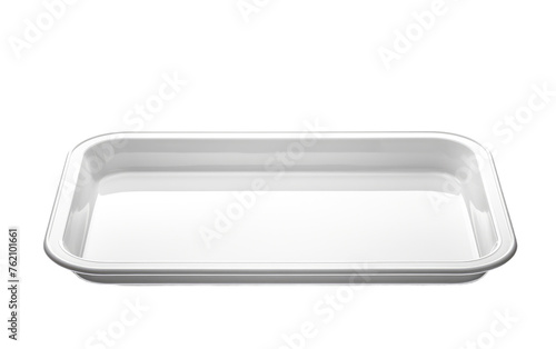 White Rectangular Tray on White Background. On a White or Clear Surface PNG Transparent Background.