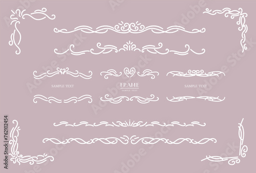 白の線画　装飾フレーム イラスト素材 / vector eps