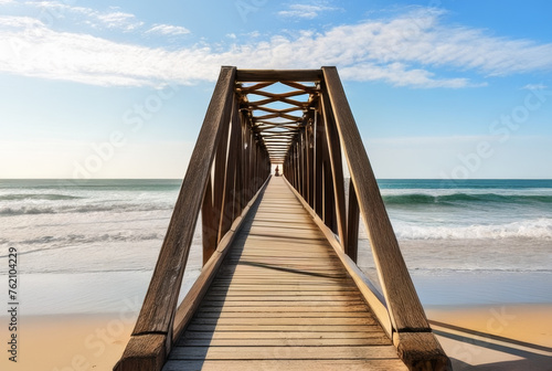 Wooden bridge on the beach in Fuerteventura, Canary Islands, Spain © Steve