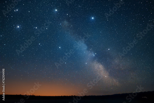 Milky way with stars in the night sky. Long exposure photograph.