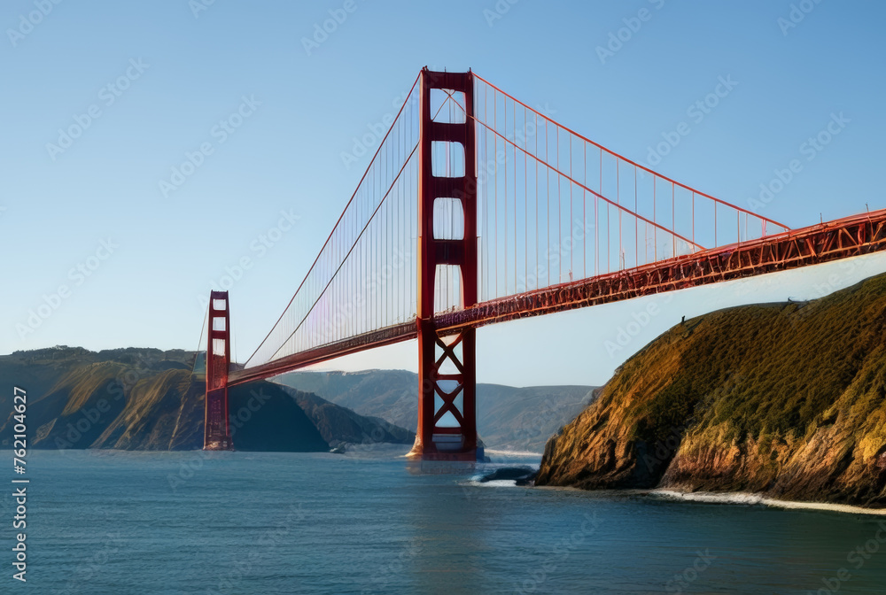 Golden Gate Bridge in San Francisco, California, USA. Famous travel destination. Golden Gate Bridge in San Francisco, California, USA. Famous travel destination.