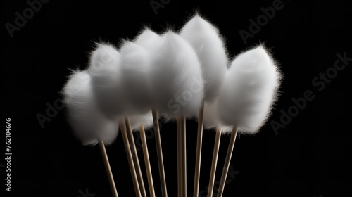 Soft Cotton Swabs on Black Background 8K Photo