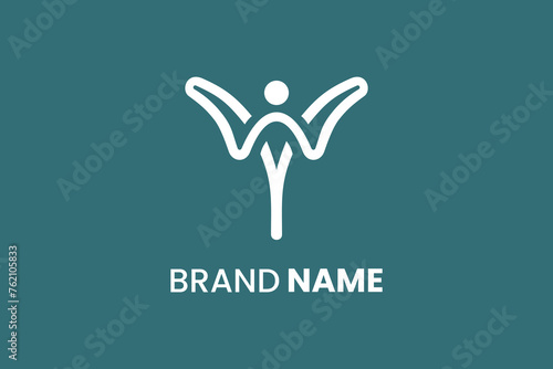 letter y abstract yoga logo design. human meditation vector illustration with blue color. suitable for Nature, Cosmetics, Health Care and Beauty Logo. Flat Vector Logo Design Template