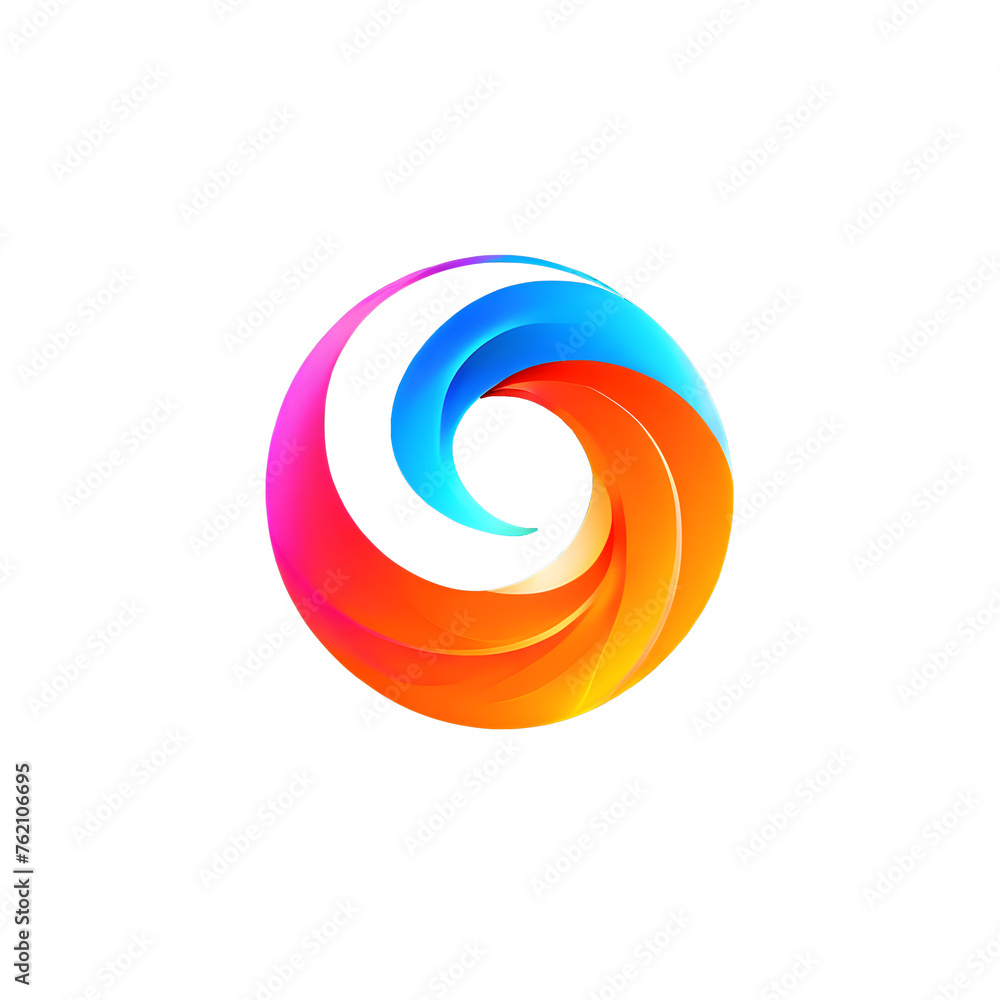 Fototapeta premium Abstract Colorful swirling geomatric pattern Logo, isolated with transparent background. 2D rotation flat icon logo