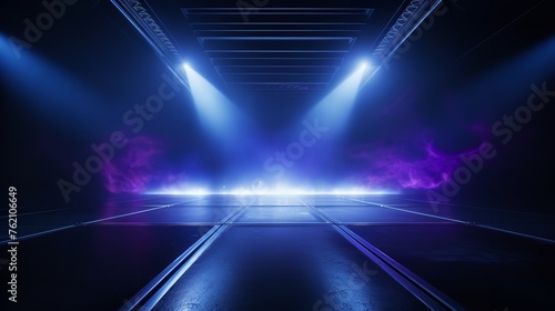 Stage Shows a Blue and Purple Background: An Em
