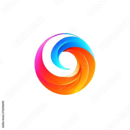 Abstract Colorful swirling geomatric pattern Logo, isolated with transparent background. 2D rotation flat icon logo