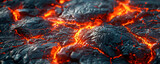 Molten Lava, Cracking Earth, Intense Heat, Scorching lava flowing through rugged terrain Realistic, Spotlight, HDR