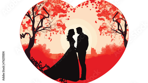 Vector silhouette of lovers on a background 