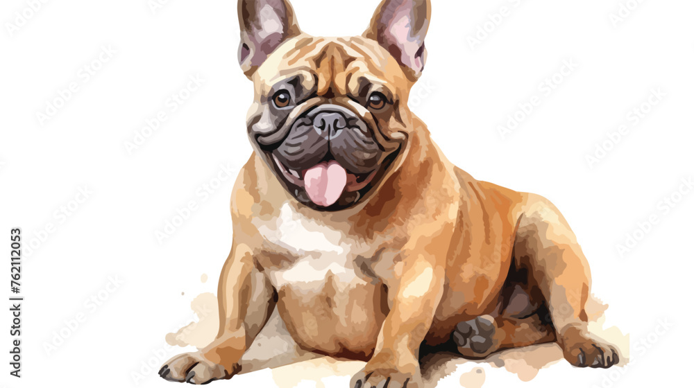 Watercolor dog pet breed French Bulldog portrait 