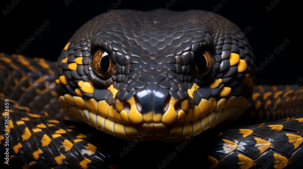 Fototapeta premium Close Up of Black and Yellow Snake