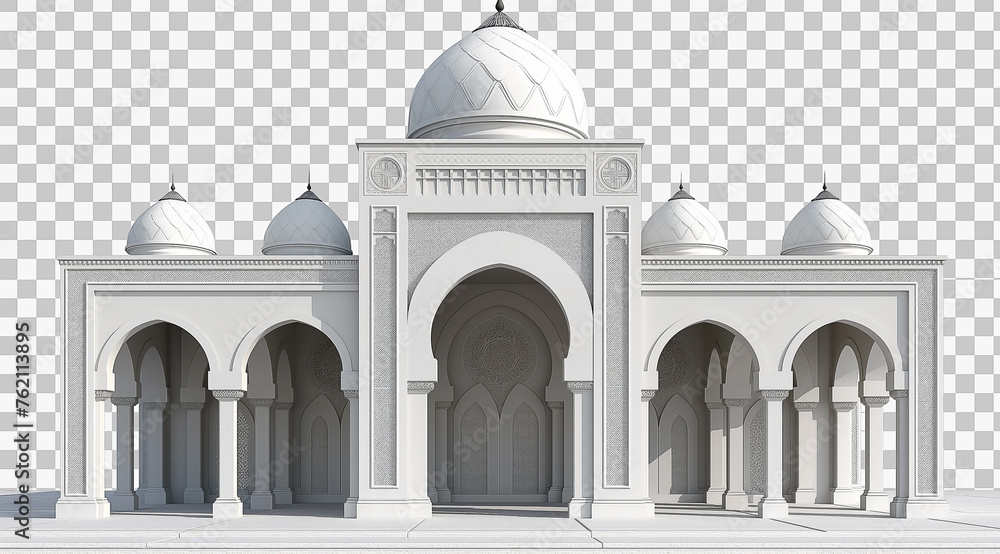 Islamic building of the mosque illustration white background. Arabian mosque architecture building