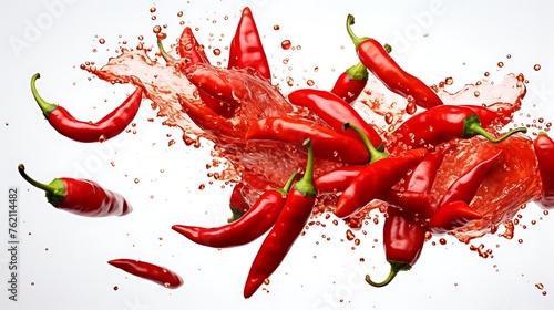 red hot chili peppers on white background antioxidants like vitamin C and carotenoids, which help combat free radicals and reduce oxidative stress in the body. photo