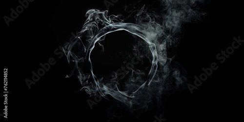 white circle smoke on dark background 