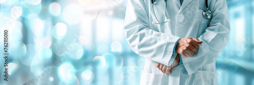 Professional Medical Doctor in White Coat with Stethoscope in a Hospital Setting