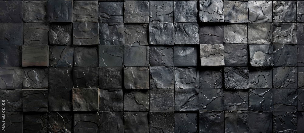 Concrete block wall covered in dark resin Concrete block wall covered in dark resin