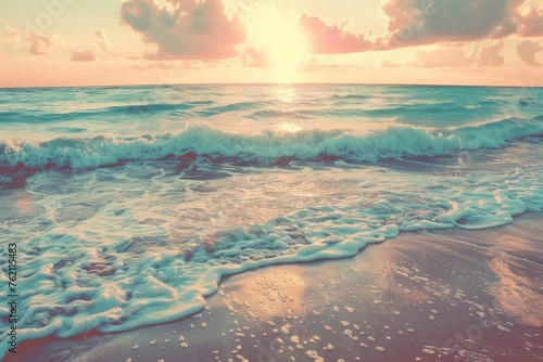 Golden Sunset Splendor on a Serene Tropical Beachfront Generative AI