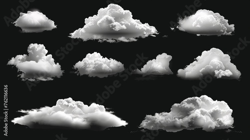 Set of transparent different clouds. Vector