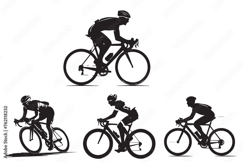 Naklejka premium Cycling silhouette vector