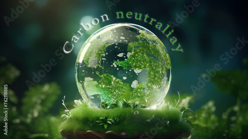 Carbon neutrality and Net zero emissions concept. Environment in renewable . Environmental icon