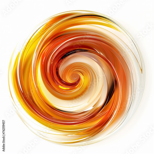  Abstract golden glass/liquid swirl. Yellow red shinny and reflective spiral.