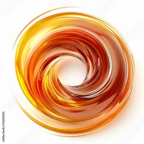 Abstract golden glass/liquid swirl. Yellow red shinny and reflective spiral.