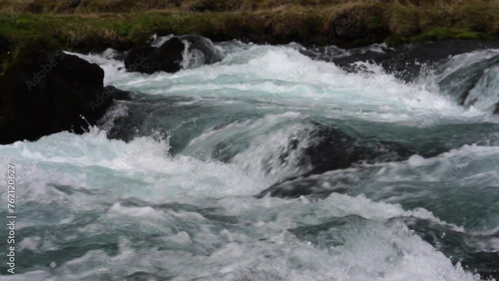 Slow Motion of Glacial River Rapids in Landscape of Iceland, Close Up Slow Motion of Glacial River Rapids in Landscape of Iceland, Close Up