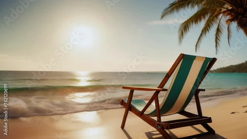 two sun loungers by the sea at sunset, a place to relax, a vacation awaits you, a wonderful place to relax, palm trees by the sea, go on vacation, vacation photo