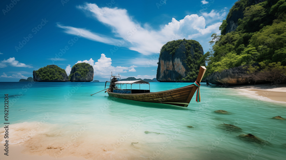 Fototapeta premium White Sand Escape: Koh Samui's Tropical Beach Bliss