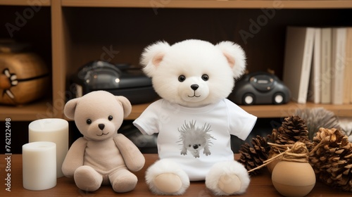 Two Teddy Bears Sitting on Table